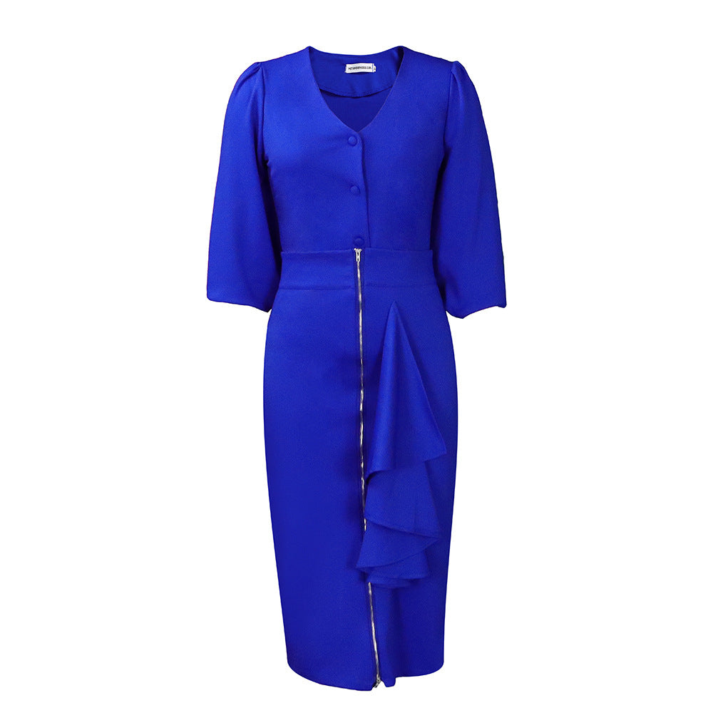 SIXSR D306 2025 large-size women's clothing autumn and winter V-neck long-sleeved top, hip skirt, two-piece Popular trade suit