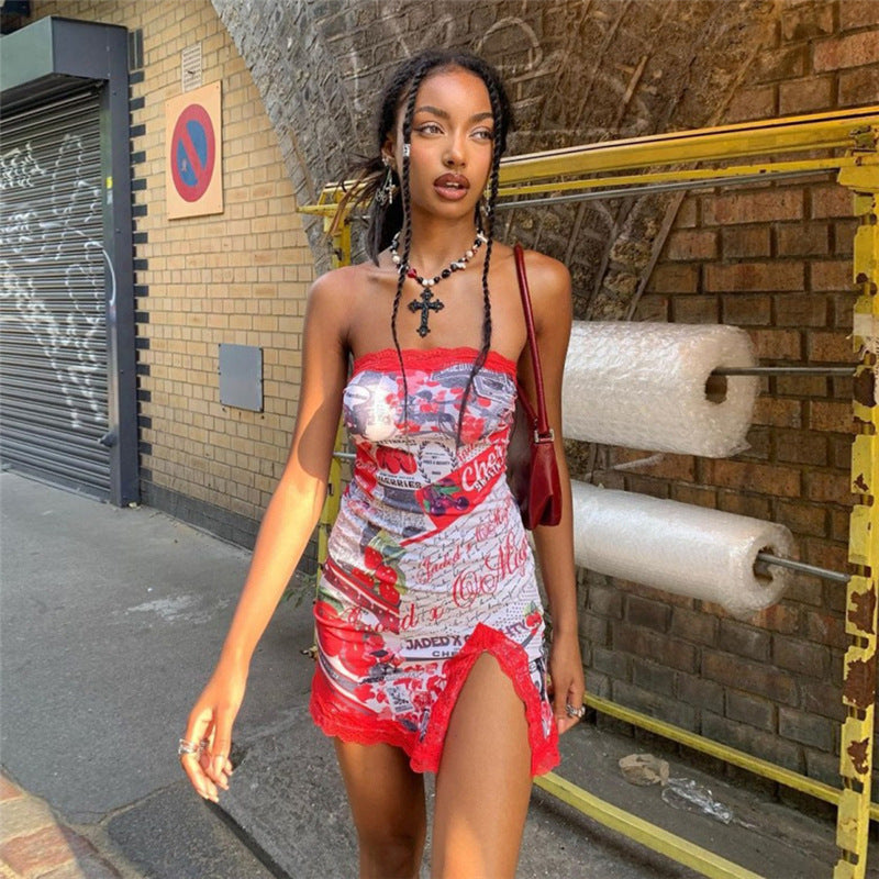 2025 style 2022 autumn new women's clothing fashion tube top high waist slim body temperament dress women