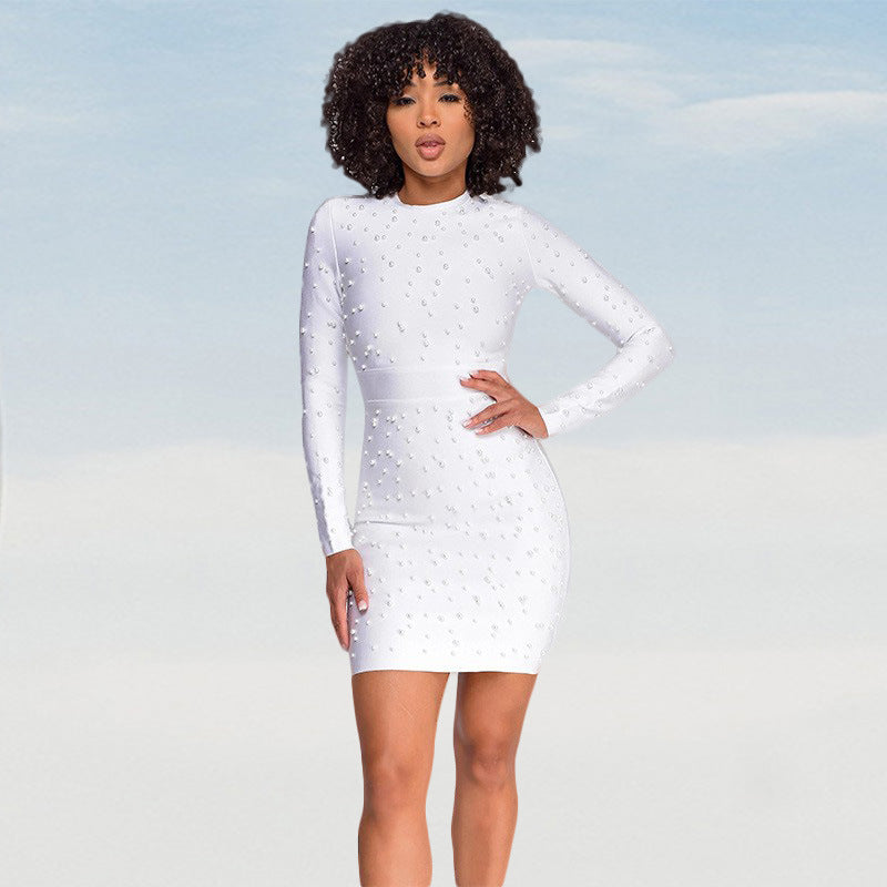 SIXSR 2025 women's clothing summer wish independent station solid color hip skirt ebay long sleeve bead dress wholesale