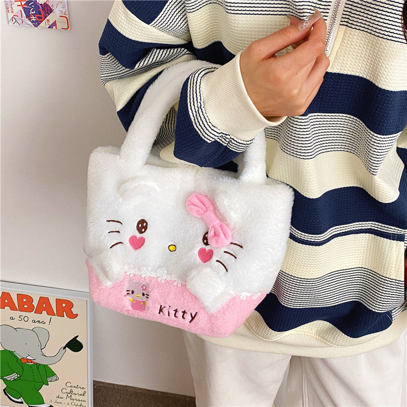 SIXSR 2025 Japanese ins cartoon plush handbag doll bag student bento bag fluffy women's bag grab machine gift