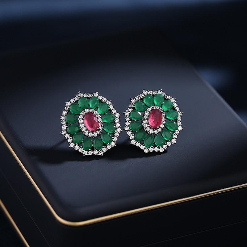 2025 Japan and Korea fashion new earrings wholesale s925 silver needle zircon inlaid earrings niche design simple round stud earrings