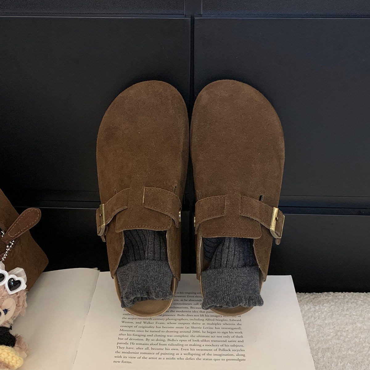 2025 Inner heightening cork Birkenstocks women's platform spring and autumn winter new Mori retro Birkenstocks bag head half drag