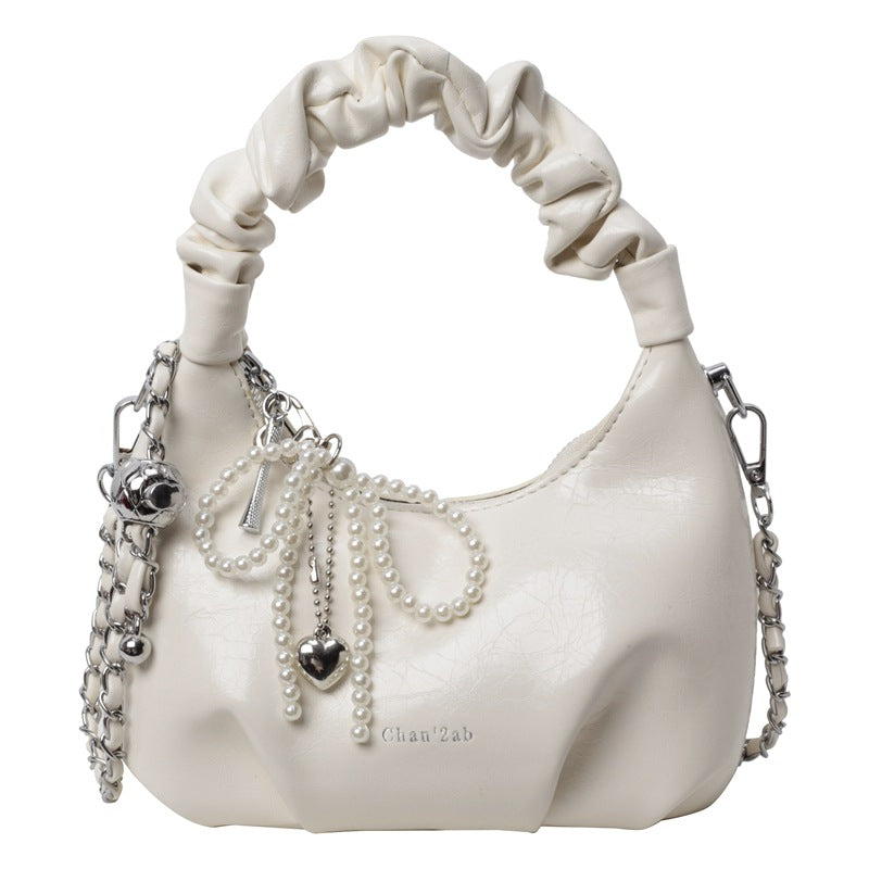 SIXSR 2025 Hand carry pleated dumpling bag women's Korean version ins simple fashion versatile shoulder bag popular niche design messenger bag