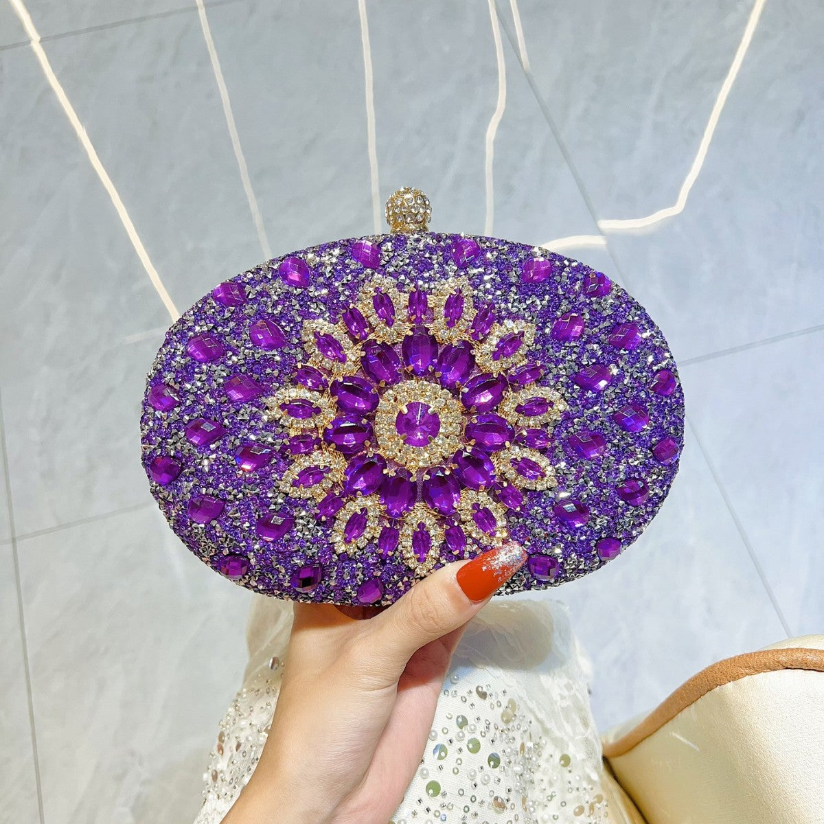 SIXSR 2025 New New party banquet bag handbag diamond-encrusted small bag female fashion celebrity handbag oblique span dinner bag