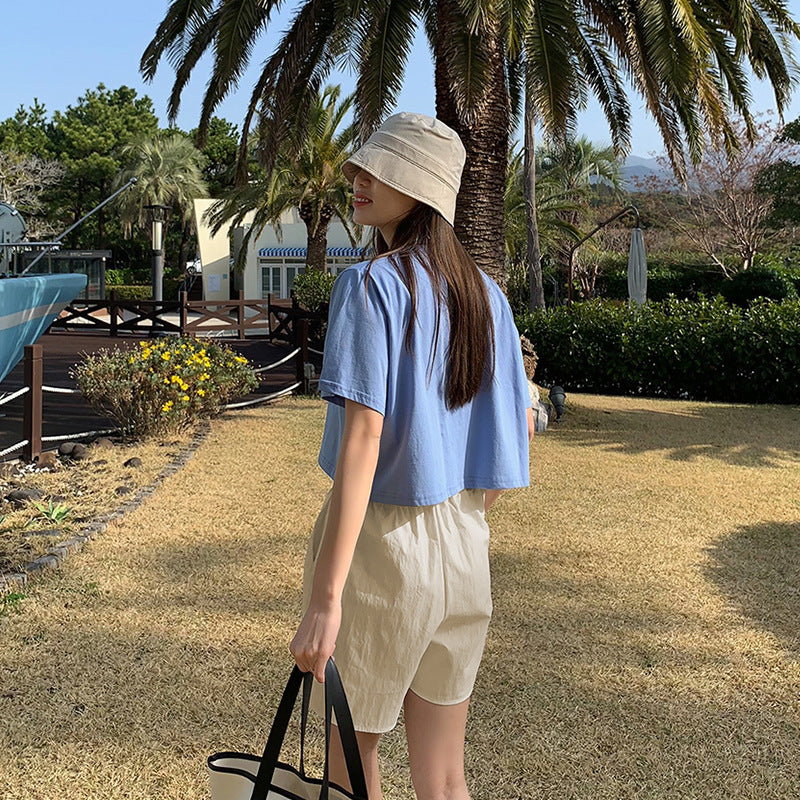 Walking pants casual shorts women's summer new cotton and linen niche loose Korean version summer pajama pants can be worn outside home clothes