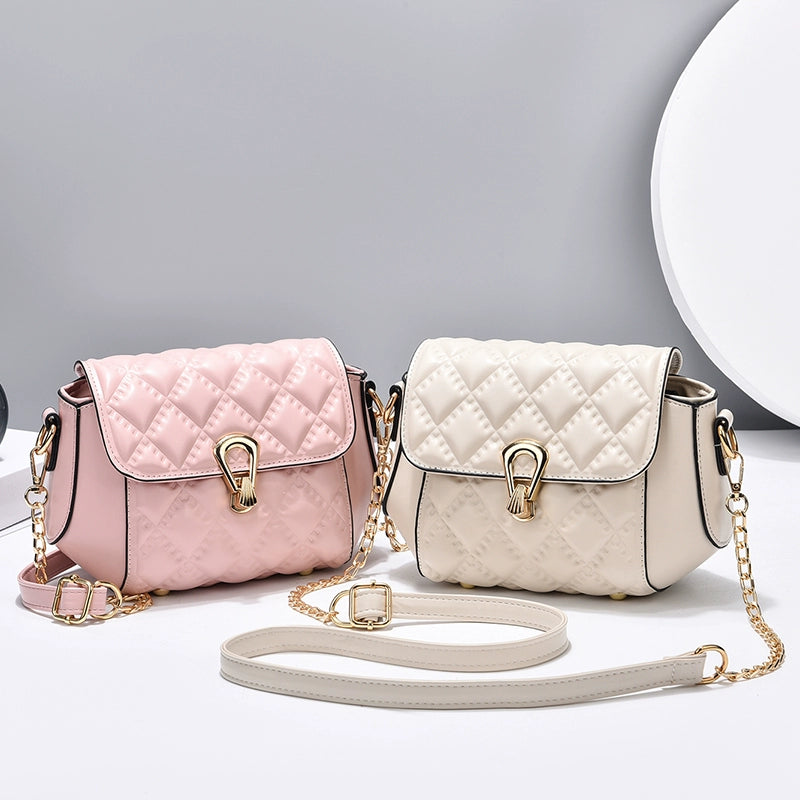 Bag women's new trendy fashion diamond chain women's texture versatile shoulder messenger bag small square bag