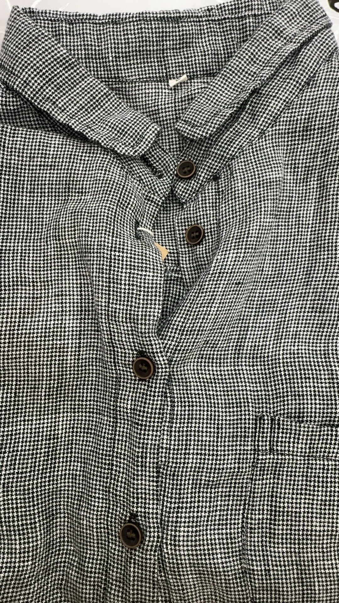 high-quality yarn-dyed linen plaid lapel shirt, literary and retro simple commuter plaid top W24345