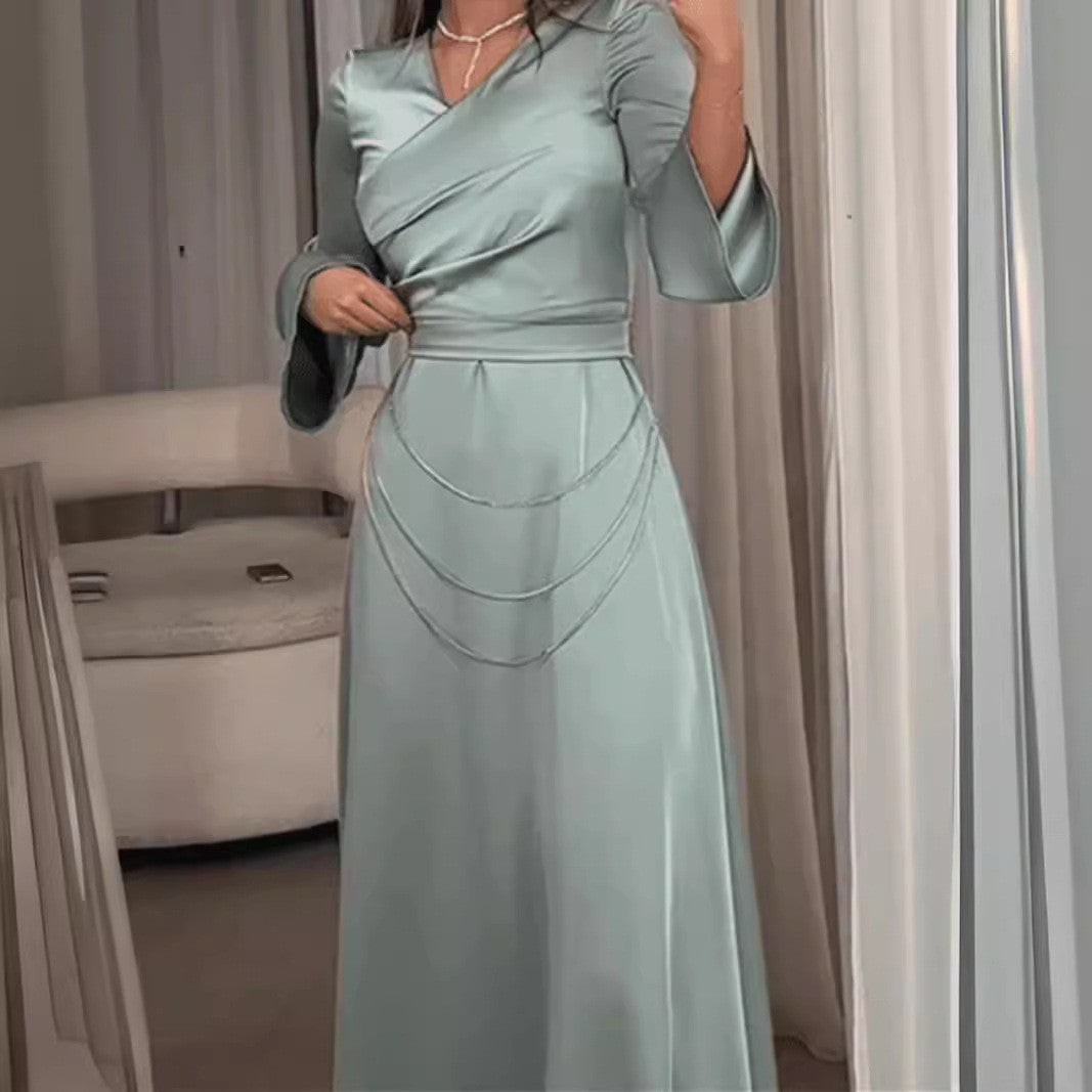 2025 popular spring and summer new New Popular trade women's clothing independent station ebay middle east kaftan diamond chain evening dress