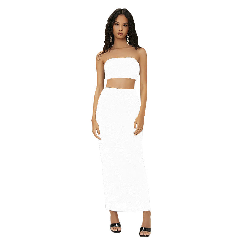 SIXSR 2025 Spice Girls Suit Women's Clothing Tube Top Sequin Suit Skirt Split Fork Fashion Light Ripe Two-piece Suit Women's Wholesale