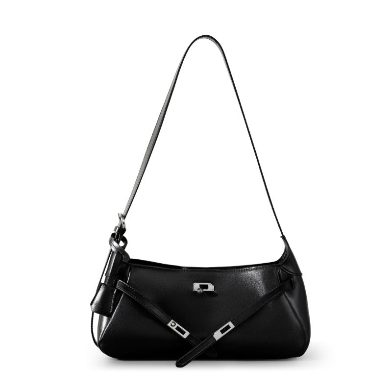 underarm bag women's bag popular new oil wax cowhide shoulder bag niche design high-end retro messenger bag