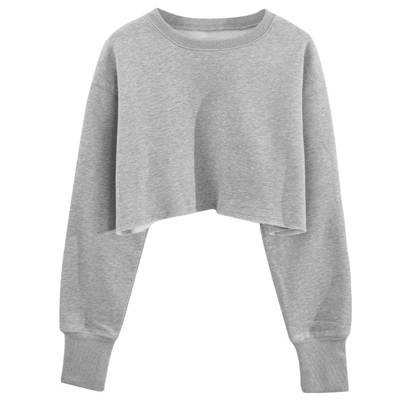 New new outdoor sports running fitness yoga clothes top women's loose navel short long-sleeved sweater