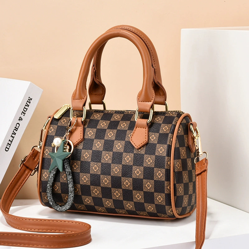 new trendy fashion retro fashion mini Boston bag handbag women's printed shoulder diagonal span bag