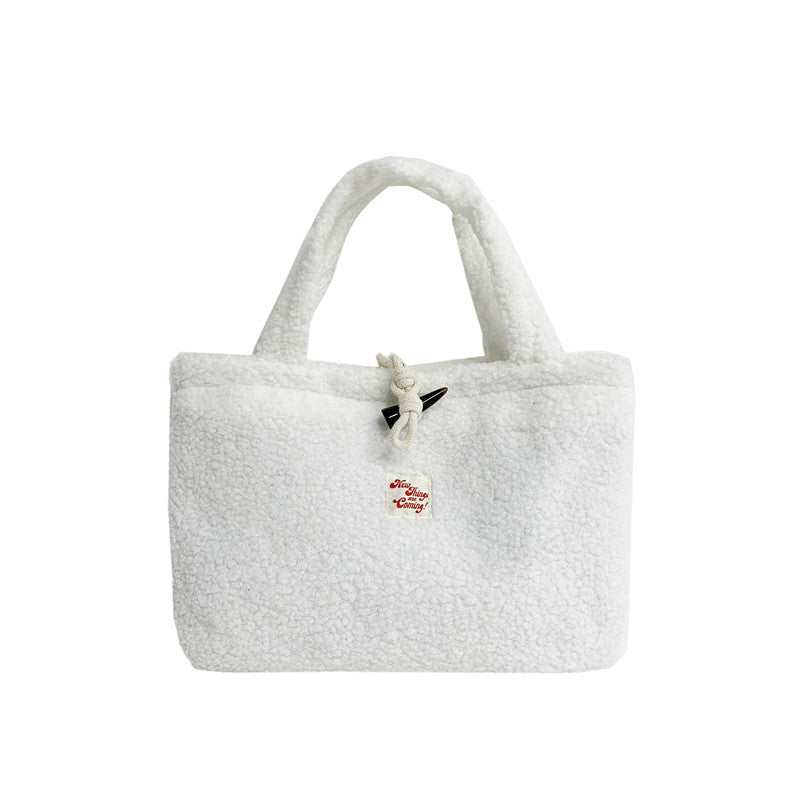 SIXSR 2025 Furry Korean version fashionable simple handbag autumn and winter new simple large-capacity lamb wool hand bag