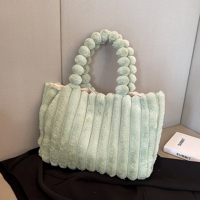 SIXSR 2025 Autumn and winter new fashion plush shoulder bag personalized simple plush tote bag large capacity plush handbag