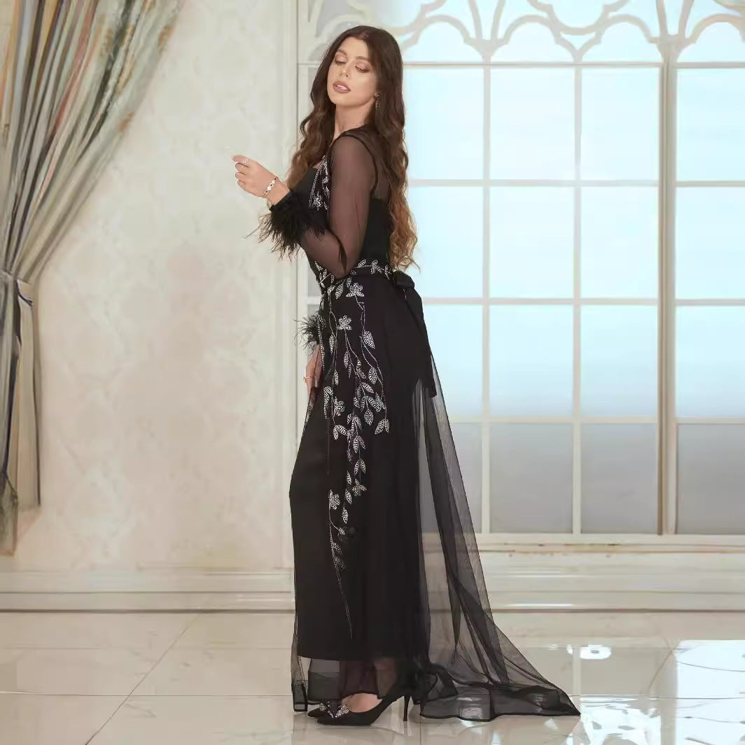 2025 popular spring and summer new New Popular trade women's clothing independent station ebay middle east hot diamond kaftan robe dress