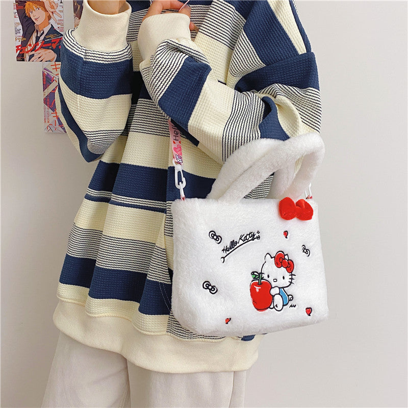 SIXSR 2025 Japanese cute plush doll bag, plush bag, soft girl heart, handbag, shoulder messenger bag, women's bag, grab machine bag.