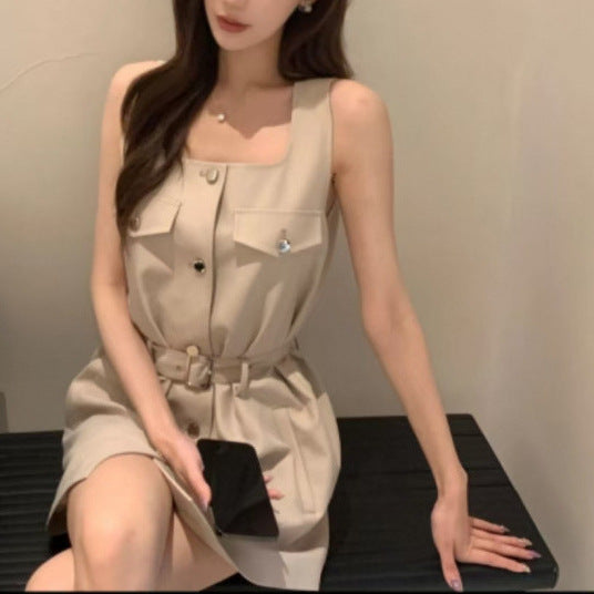 2025 high-end tooling vest dress summer new small temperament sleeveless shirt skirt