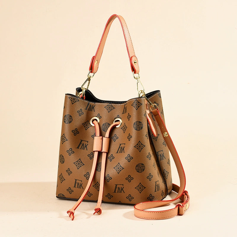 Premium women's bag new retro bucket bag niche underarm shoulder old flower messenger bag handbag