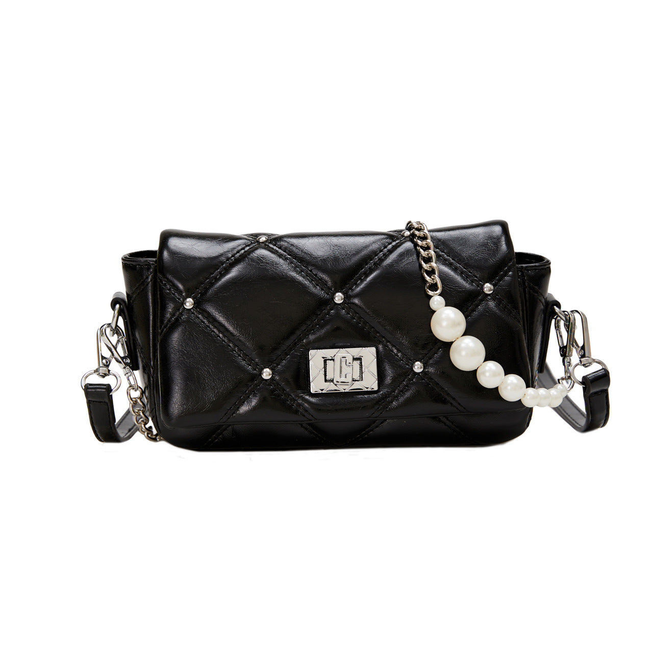 SIXSR 2025 Rhombus chain underarm bag women's popular new fashion niche design beaded versatile single shoulder crossbody small square bag