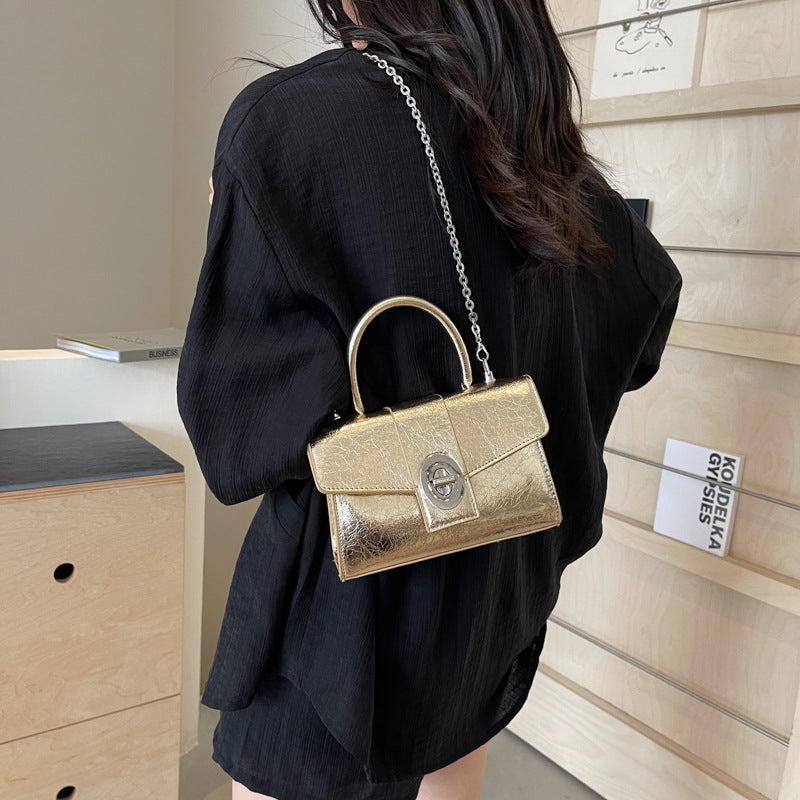 SIXSR 2025 Niche design high-end bag patent leather locomotive small square bag Spice girl fashion versatile casual shoulder messenger bag