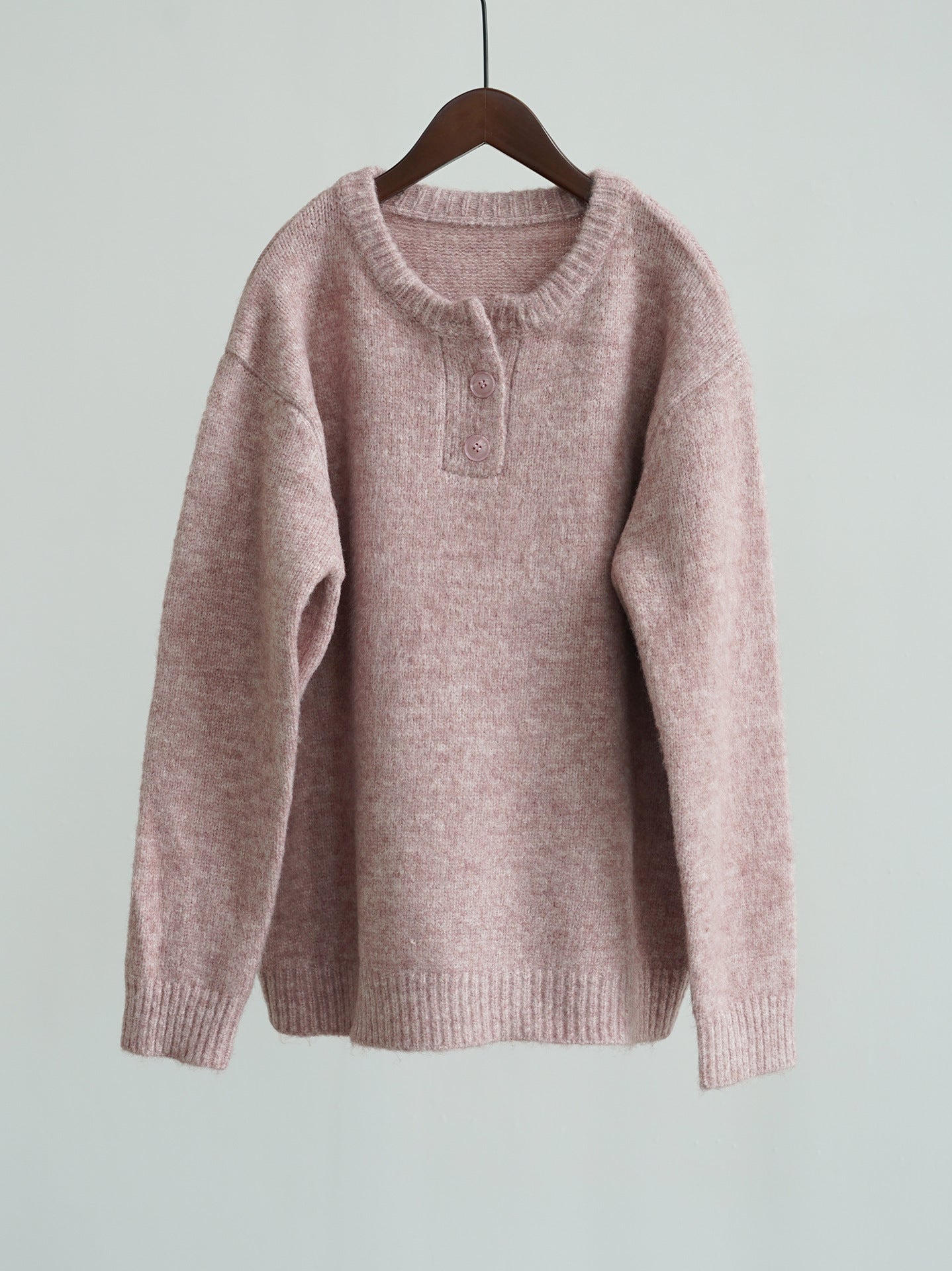 autumn and winter literary and simple pullover pink sweater, loose and lazy style knitted warm top W24350