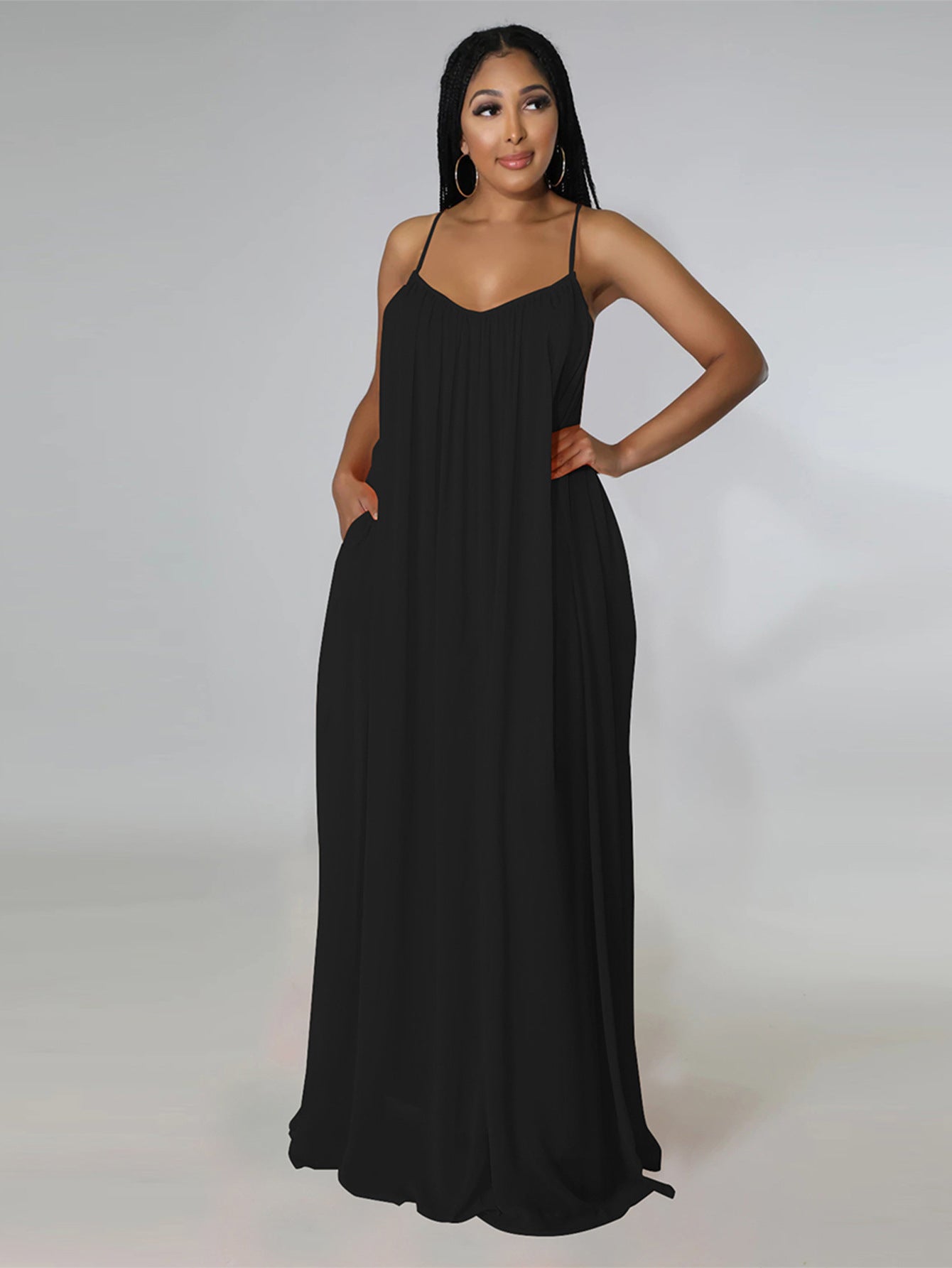 SIXSR T9702 2025 fashion summer comfortable casual sleeveless chiffon suspender dress women's solid color