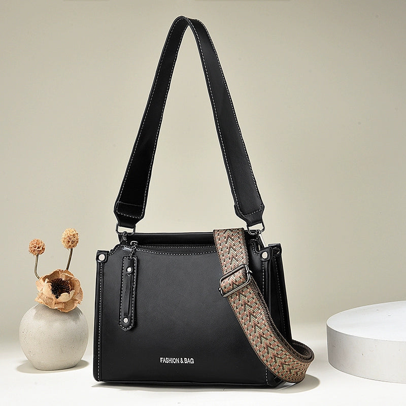 new bag high sense large capacity retro contrasting color shoulder messenger bag temperament commuter women's bag