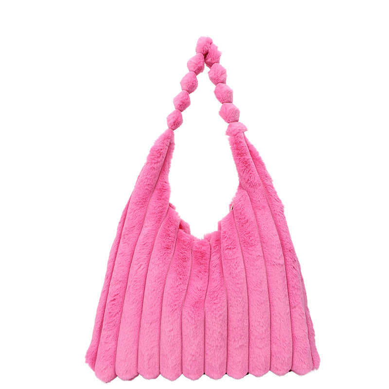 SIXSR 2025 Korean version of fashion plush shoulder bag popular new Mao Mao tote bag large capacity casual fashion winter shopping bag