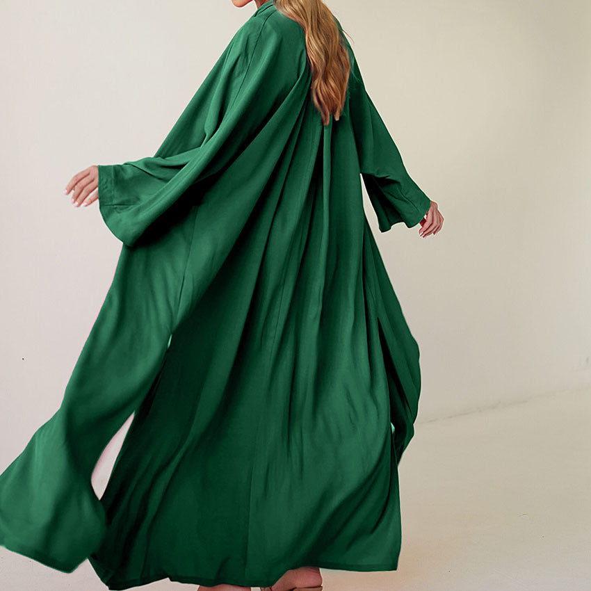 SIXSR 2025 Cross-border autumn cardigan long-sleeved green cotton women's loungewear casual and comfortable hotel nightgown bathrobe