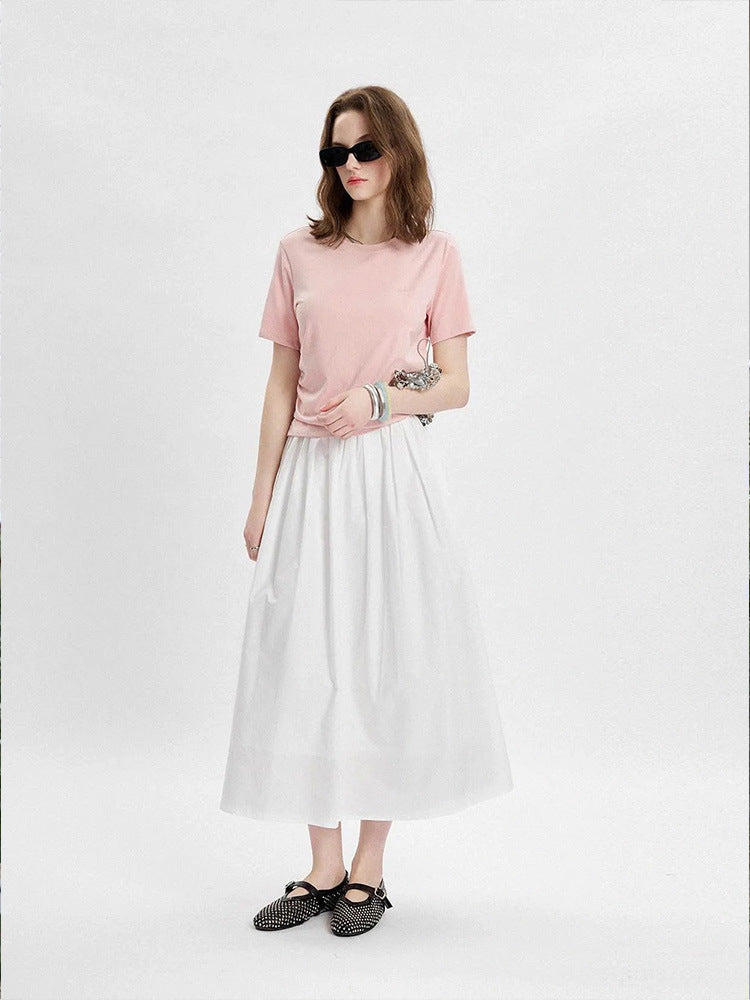 Siyuan, fluffy A-shaped pleated pink fairy skirt, umbrella skirt, summer new elastic waist skirt 7848