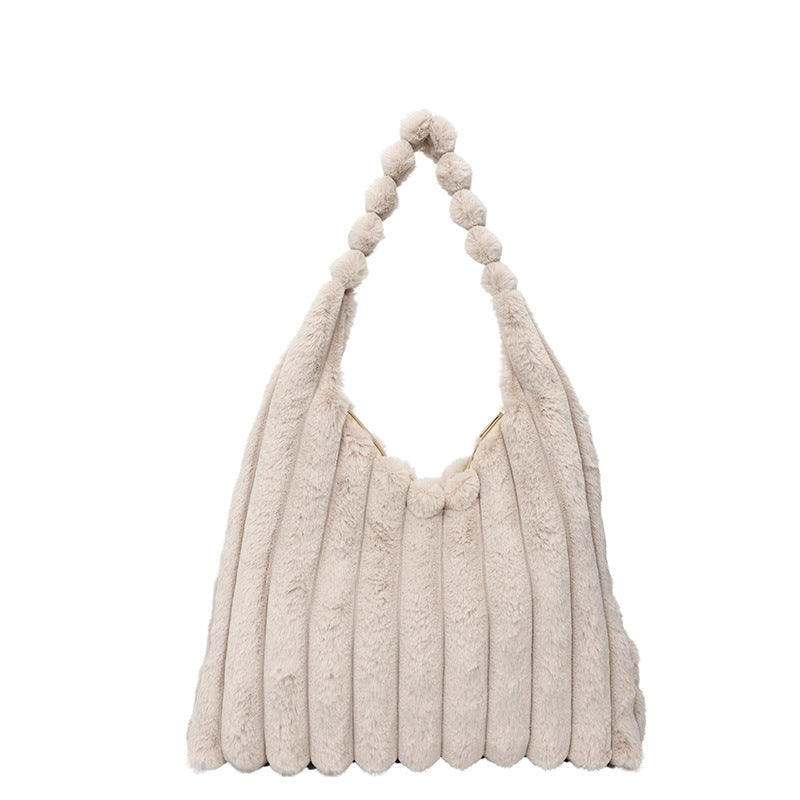 SIXSR 2025 Korean version of fashion plush shoulder bag popular new Mao Mao tote bag large capacity casual fashion winter shopping bag
