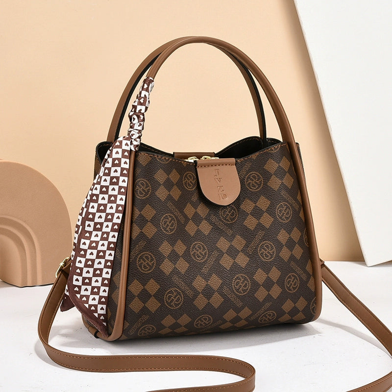 Women's bag new fashion versatile commuter casual silk scarf temperament shoulder messenger bag handbag bucket bag