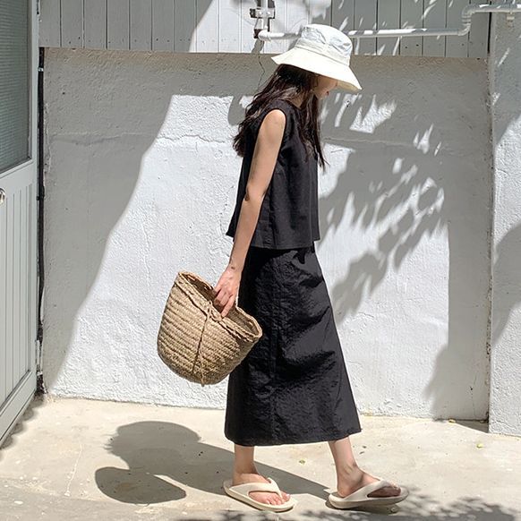 Korean version hip skirt summer new side split design straight skirt tube skirt versatile medium and long one-step skirt