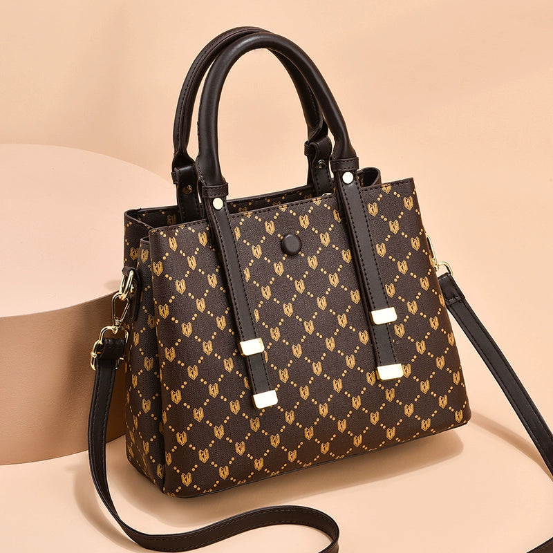 Bag women's 2022 new high-end women's bag atmospheric handbag retro printing versatile shoulder messenger bag big bag tide