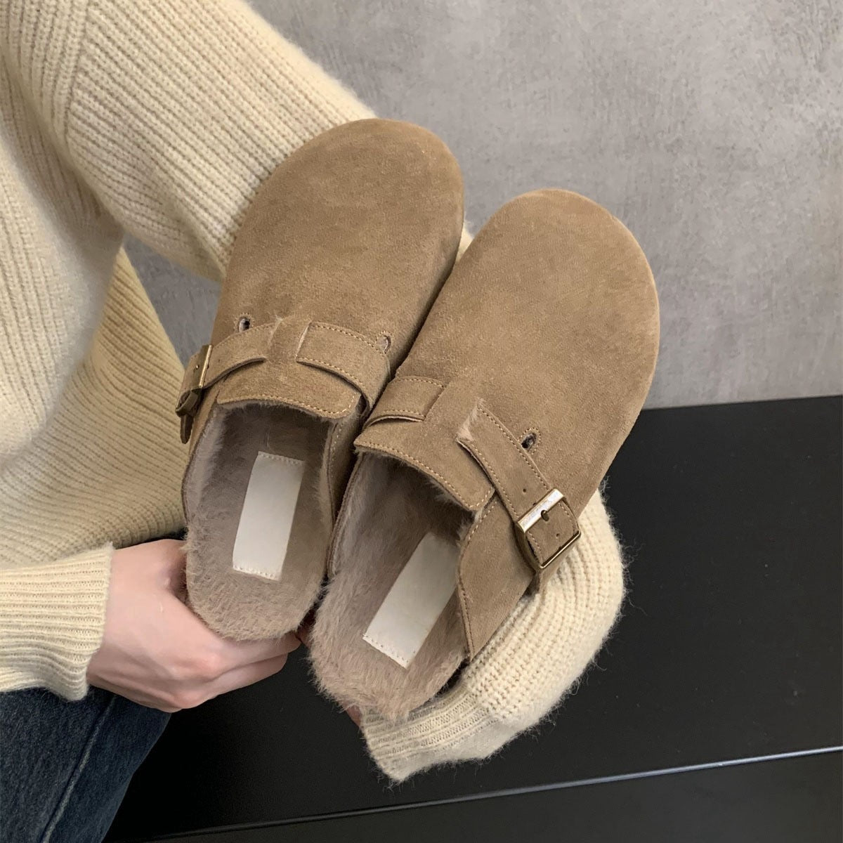 2025 Inner heightening cork Birkenstocks women's platform spring and autumn winter new Mori retro Birkenstocks bag head half drag