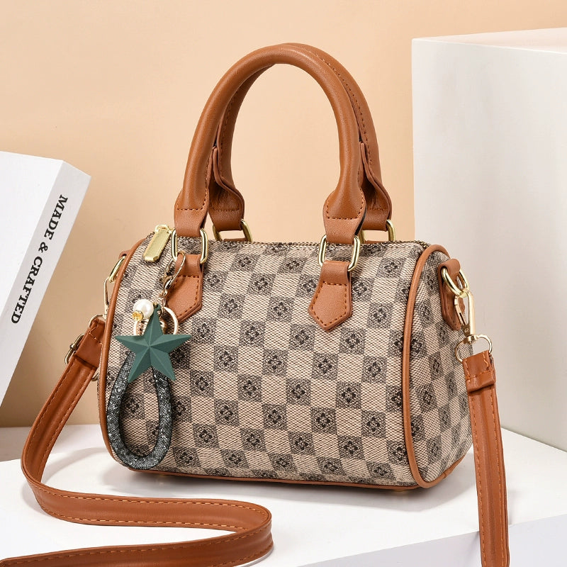 new trendy fashion retro fashion mini Boston bag handbag women's printed shoulder diagonal span bag