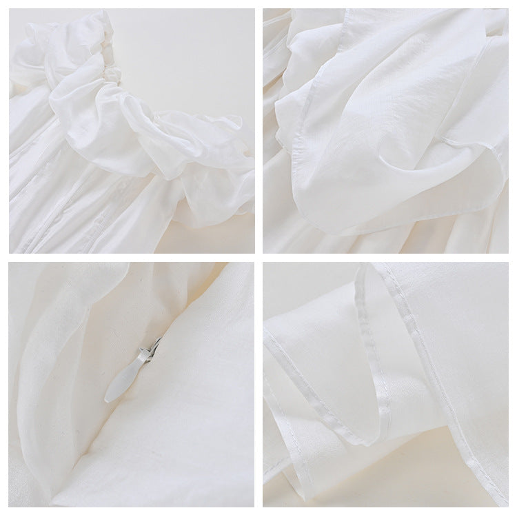 2025 new dress small fresh medium and long bubble sleeves irregular temperament fairy dress Lpopular