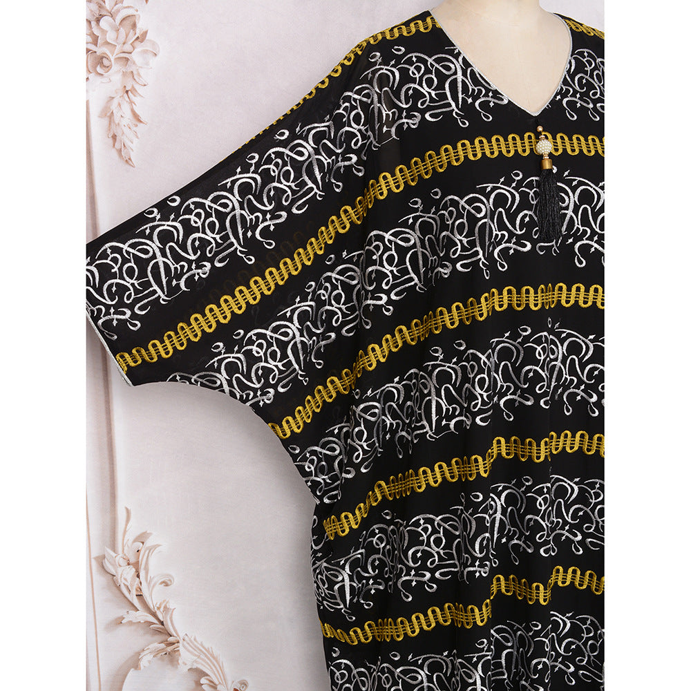 women's clothing Muslim fashion fried street bat sleeve robe New Popular trade embroidery Middle Eastern clothing dress women