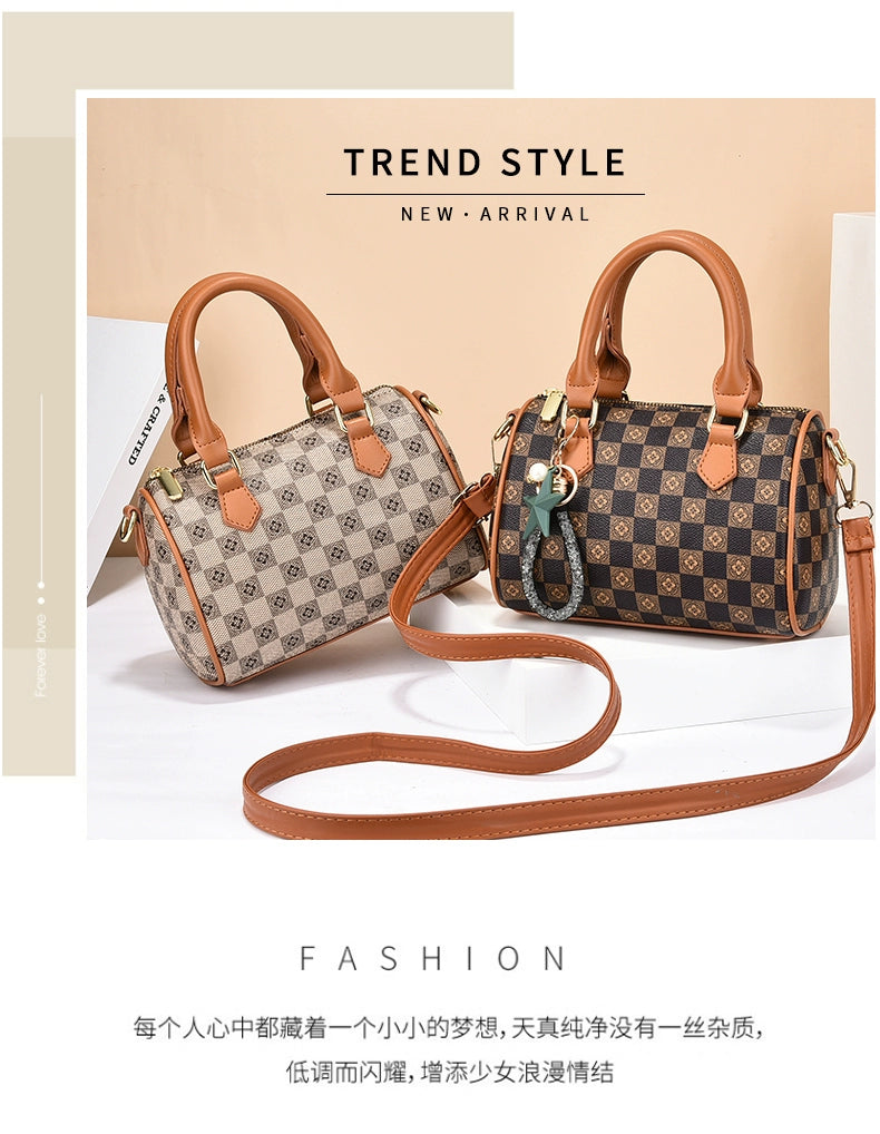 new trendy fashion retro fashion mini Boston bag handbag women's printed shoulder diagonal span bag