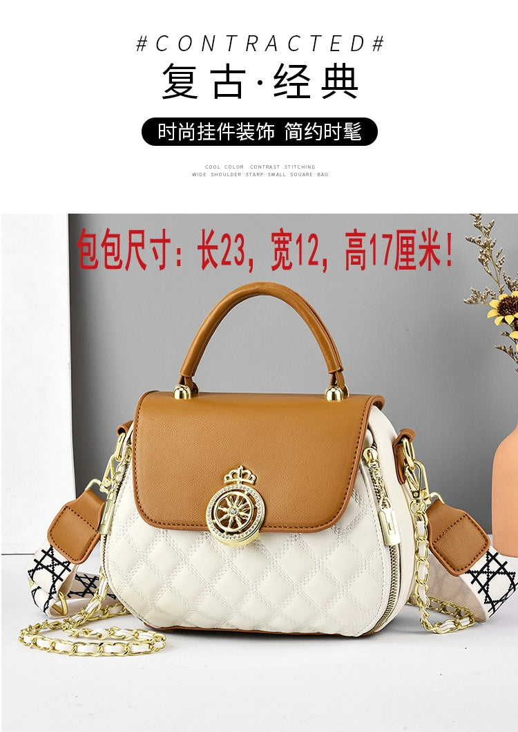 Times come and go handbag women's new trendy fashion contrasting color small square bag versatile casual shoulder messenger bag