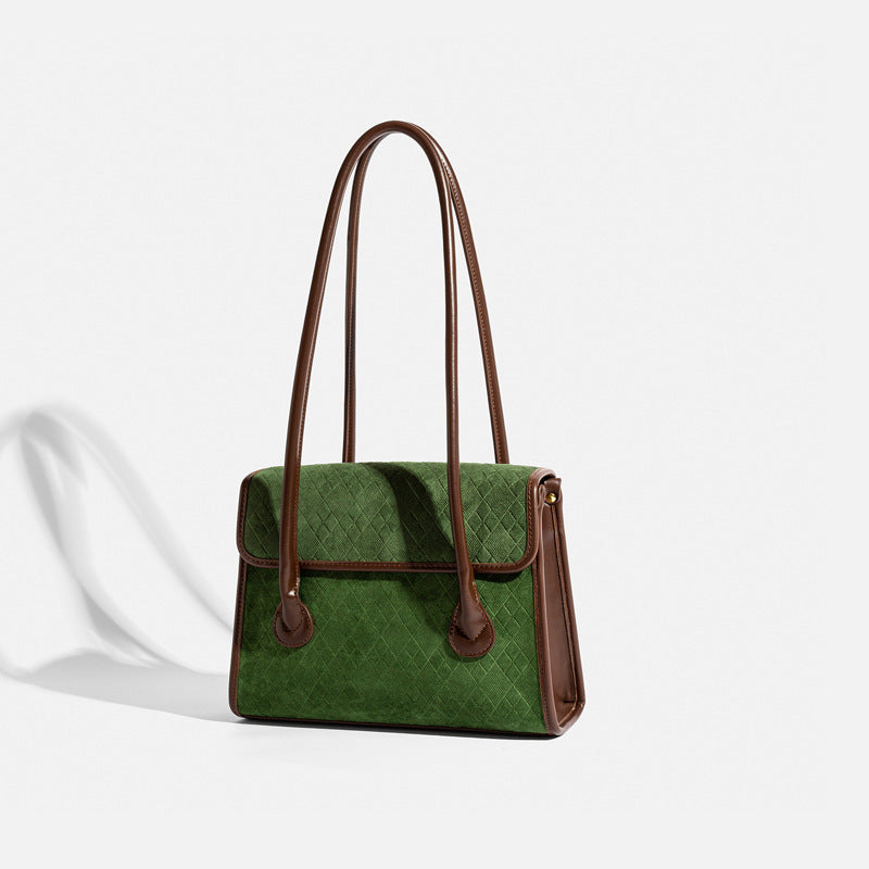 2025 popular autumn and winter new suede tote bag large capacity versatile flip shoulder bag high texture women's bag