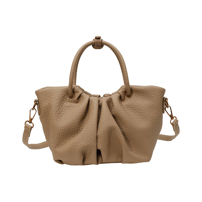 2025 2025 fashion new pleated portable women's bag casual versatile shoulder oblique span bag PU leather soft leather textured bags