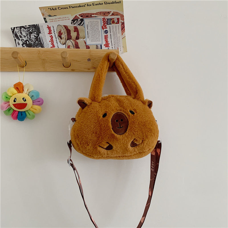 SIXSR 2025 popular New Cartoon Kapibara Doll Bag Water Guinea Pig Plush Bag Backpack One Shoulder Crossbody Bag