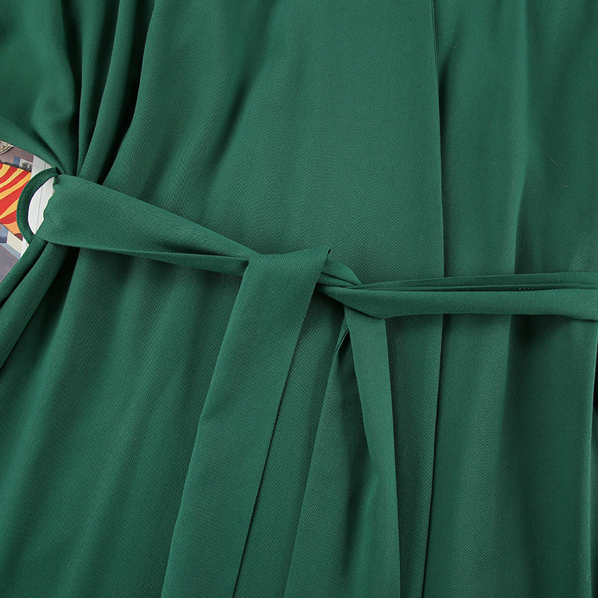 SIXSR 2025 Cross-border autumn cardigan long-sleeved green cotton women's loungewear casual and comfortable hotel nightgown bathrobe