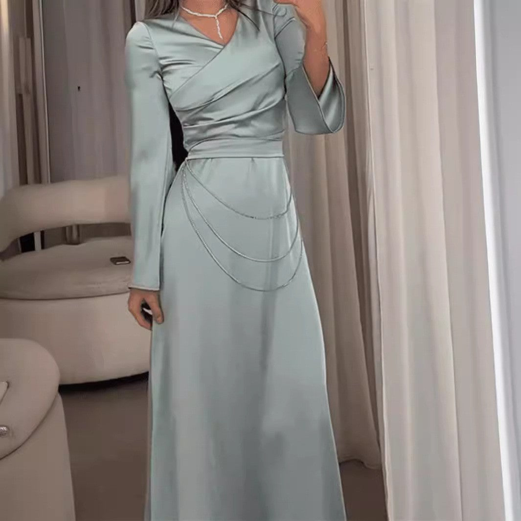 2025 popular spring and summer new New Popular trade women's clothing independent station ebay middle east kaftan diamond chain evening dress