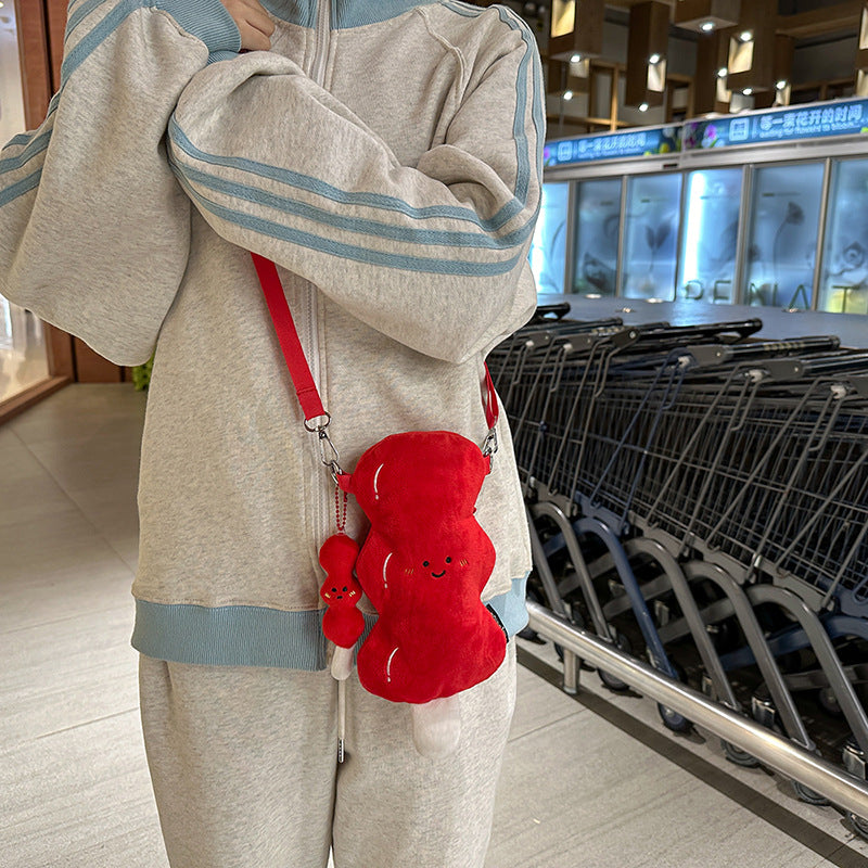 SIXSR 2025 Personalized and creative rock sugar gourd plush messenger bag popular new cute doll pendant gift funny grab bag
