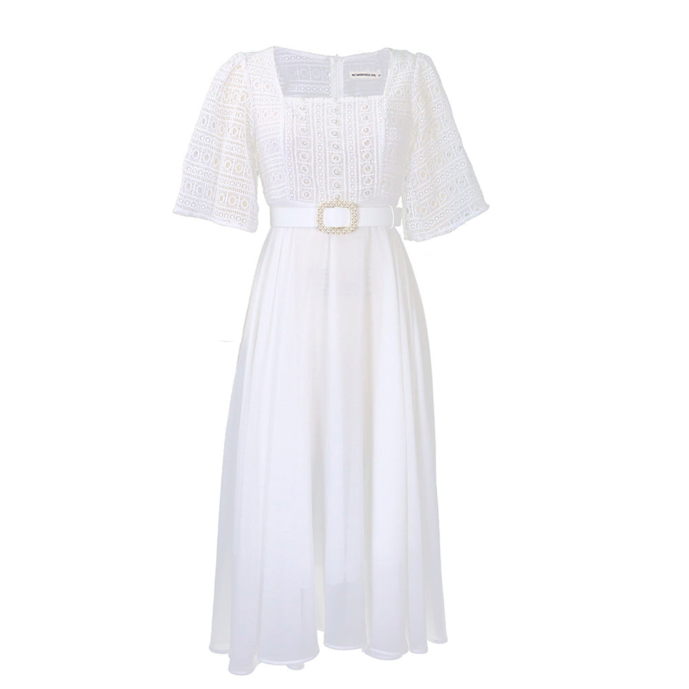 SIXSR D280 Free Belt popular Cross-border New 2025 Fashion Splicing Chiffon Bead Celebrity African Hot Trade Dress