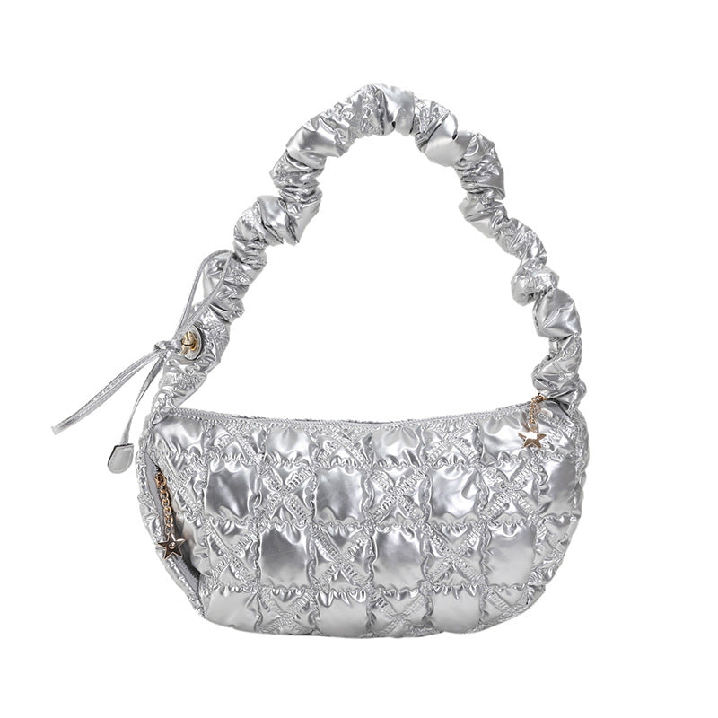 SIXSR 2025 Cloud pleated bag women's new personalized embroidery shoulder bag casual fashion dumplings shoulder handheld women's bag