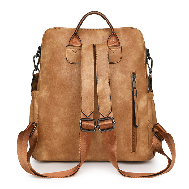 2025 New retro bag women's large capacity backpack multi-functional women's backpack PUbags women's bag set wholesale