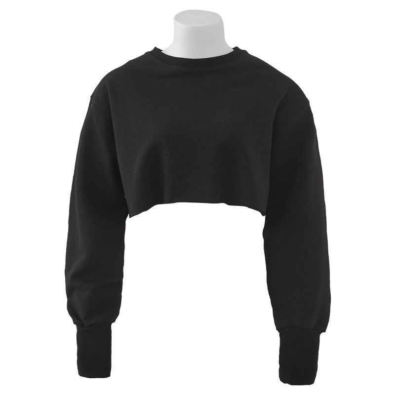 New new outdoor sports running fitness yoga clothes top women's loose navel short long-sleeved sweater